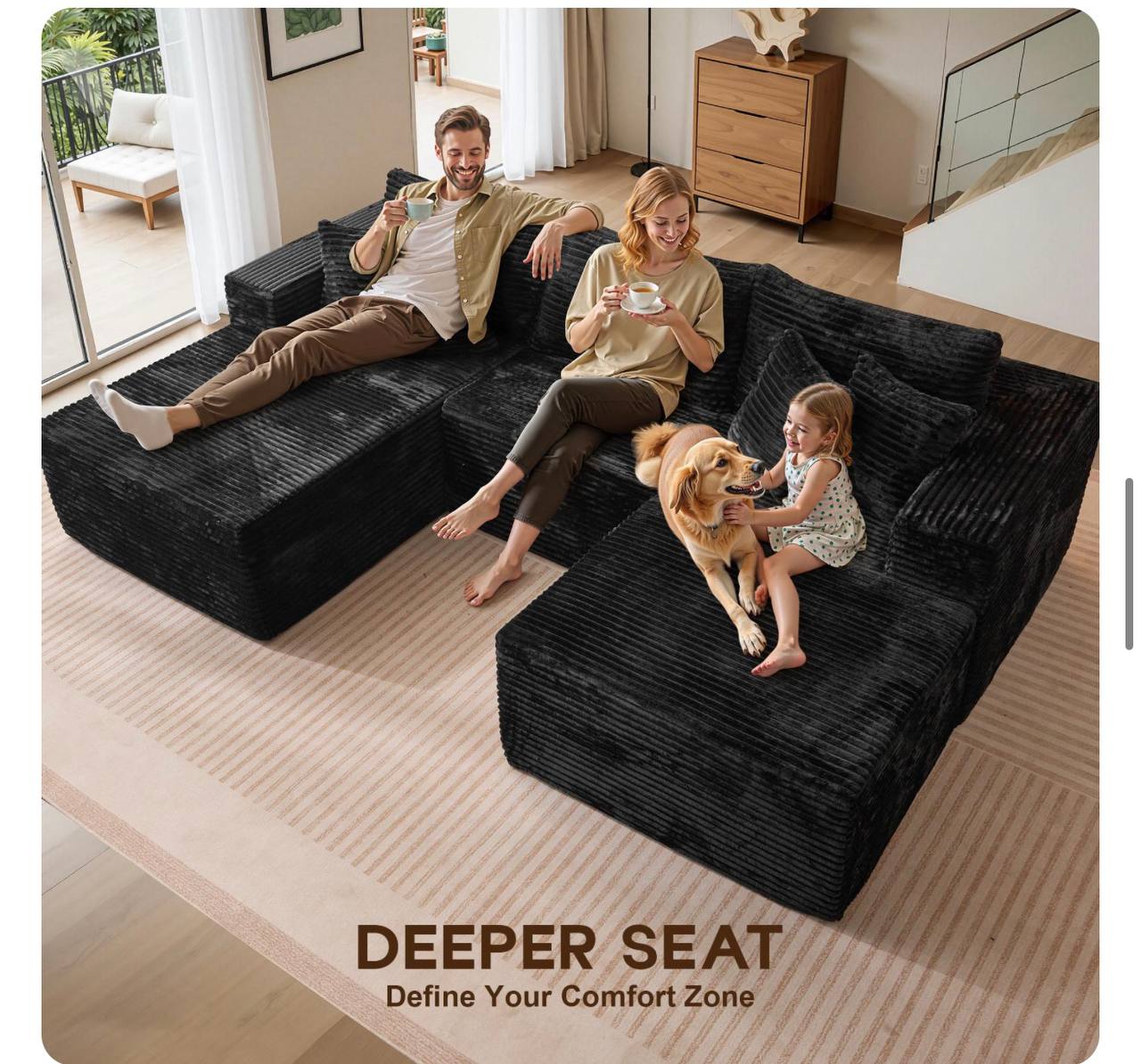Sofa armrest and side profile view