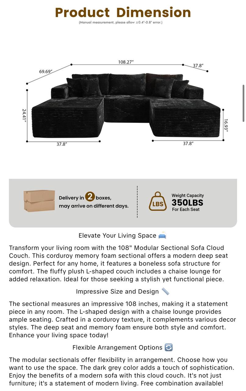 LUXE Modular Sofa in living room setting