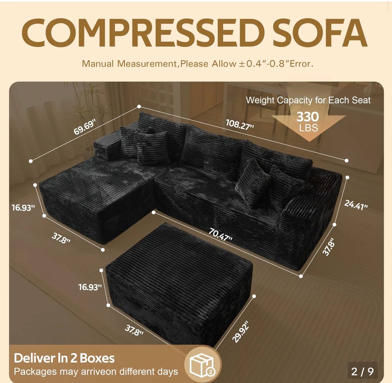 Sofa armrest with hidden storage compartment open